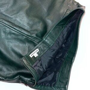 Whistles Leather A Line Skirt, Dark Green, Typically Sells for $300, Size 2